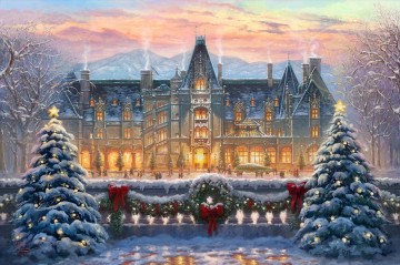 Thomas Kinkade Painting - Navidad en Biltmore Thomas Kinkade